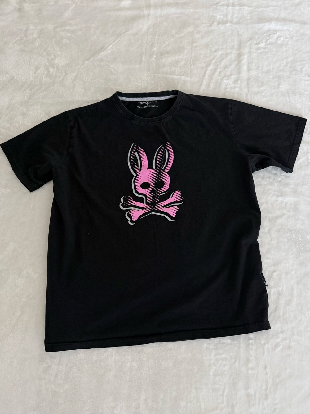Psycho Bunny Men's Black Pink Graphic Logo T-Shirt Size 8
